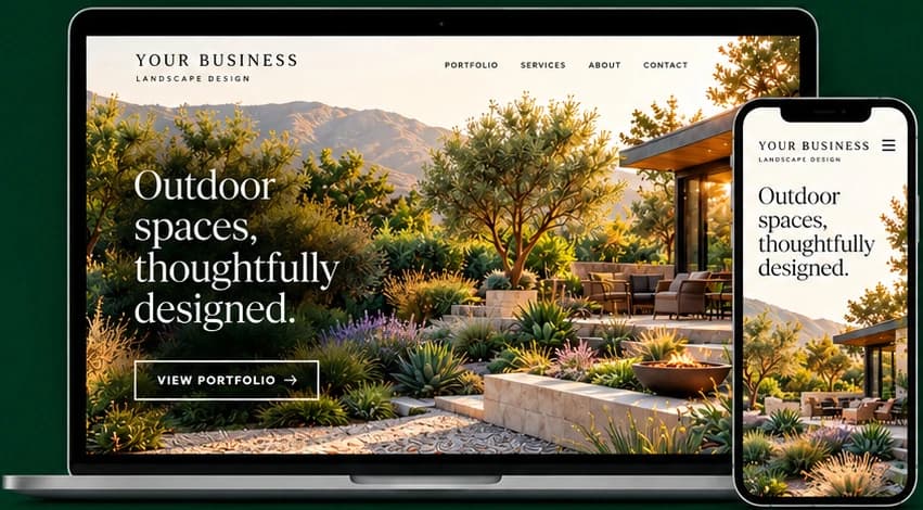 An example business website displayed on a laptop and mobile phone
